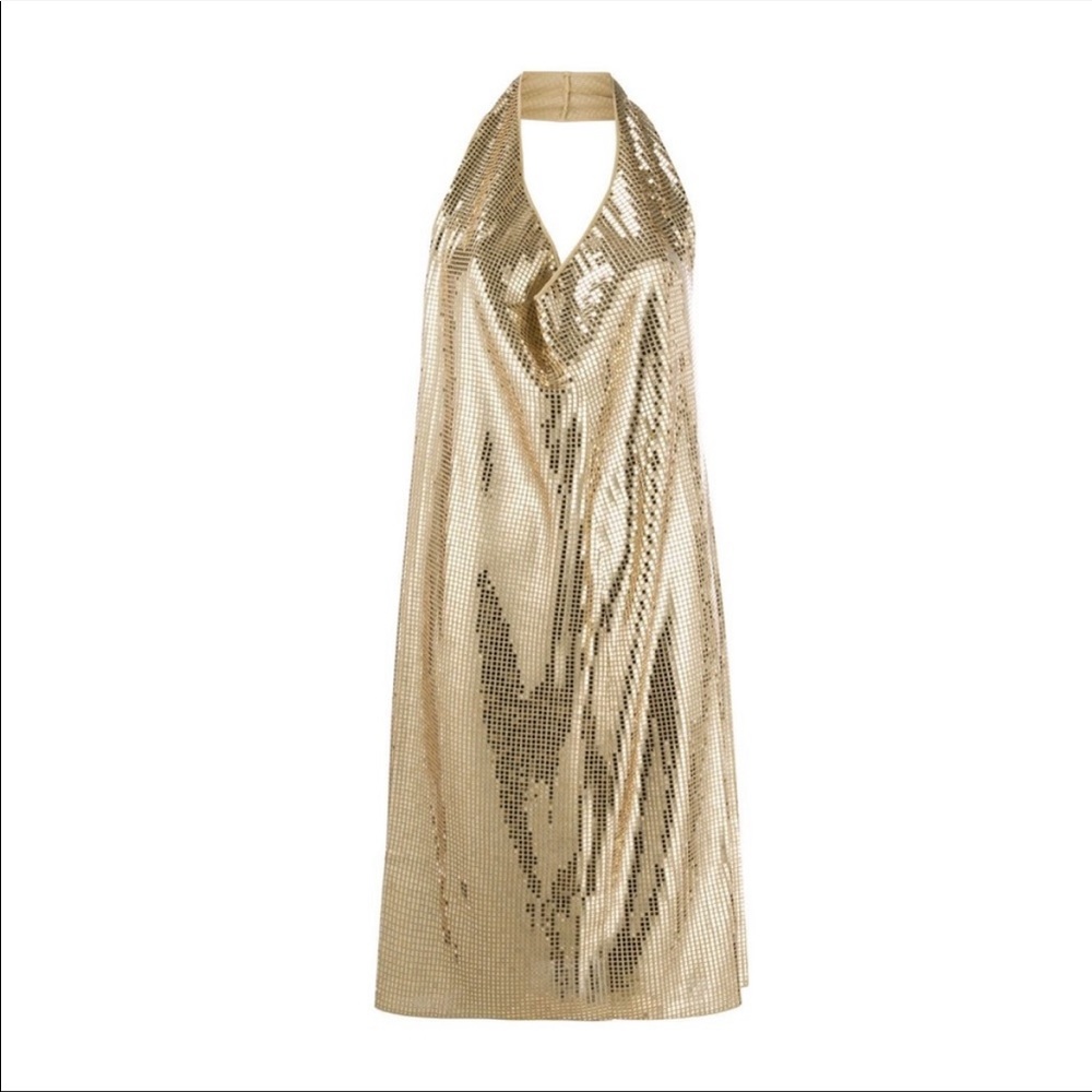 Bottega Veneta gold sequin cowl neck dress
